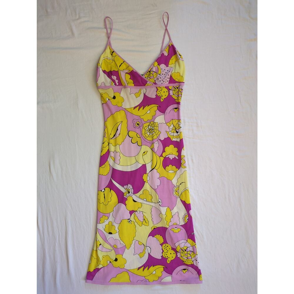 TIBI Silk Strappy Retro Hippy Pink Yellow Floral Dress AS IS READ Medium